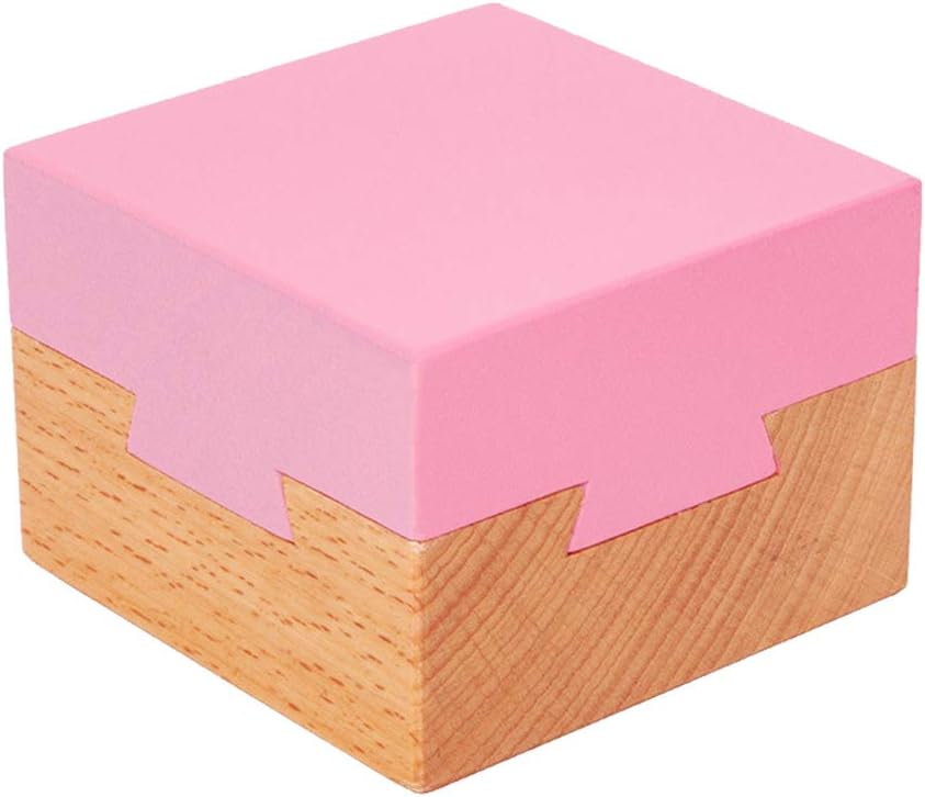 DC-BEAUTIFUL Impossible Dovetail Box Mini 3D Brain Teaser Wooden - Small Pink