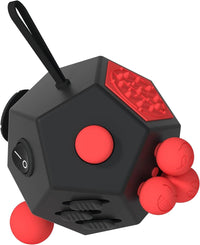 Fidget Dodecagon-12 Sided Fidget Toy Cube for Kids - A4 Black Red