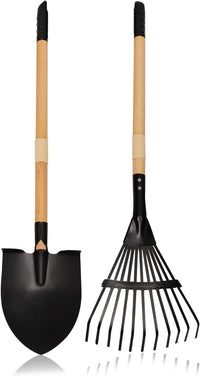 7PCS Kids Gardening Tools, Long Shovel, Rake for Leaves, Spade - 1pcs rake & 1pcs shovel