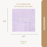 Harlow and Grey Sprinkles happy birthday napkins in pastel pink, mint and purple with holographic fo - view 2