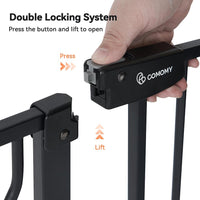 COMOMY 29.5-43.7" Pet Gate with Adjustable Cat Door for Stairs - Black / 33.4" Wide x 30" Tall - image 4