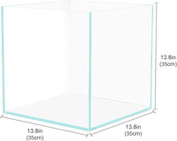 Cube Rimless Aquarium 11 Gallon, Ultra Clear Low Iron Square Fish Tank, L13.8×W13.8×H13.8 Glass Thickness 5mm with EVA Foam Leveling Mat