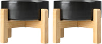 SPUNKYJUNKY Ceramic Elevated Dog Bowls 2 Pack - Medium - 3.6 CUPS*2 / Black