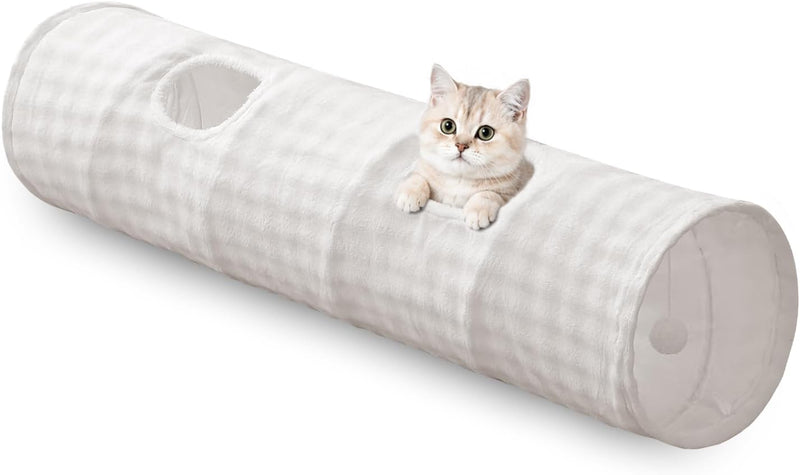 Cute Round Cat Tunnel for Indoor Cats, Purple – Essentials for Cats - Cream White / Straight