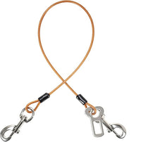 Dog Seat Belt Harness for Car,Dog Seatbelt of Coated Wire Leash Safety Restraint,No Chew Tether Cable Vehicle Dogs Accessories,Double Clips & Latch (Orange, 16 inch/40 CM)