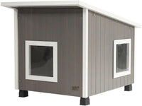 New Age Pet ECOFLEX Albany Outdoor Cat House, Maple/Brown – Essentials for Cats - Grey / Extra Large