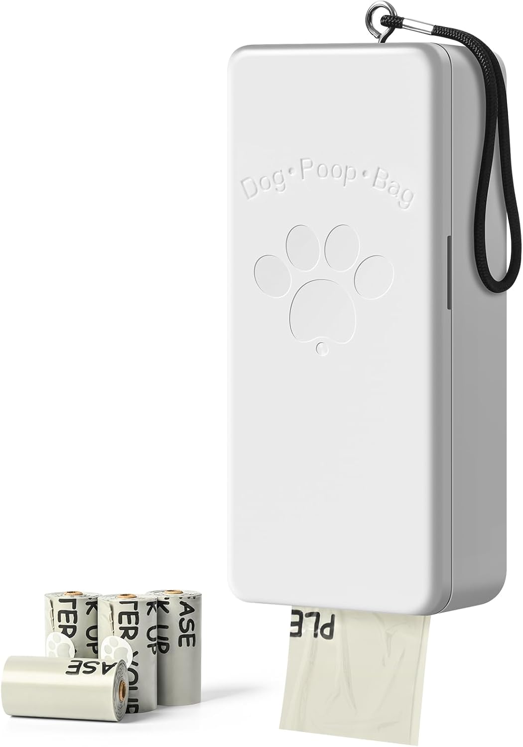 Dog Poop Bag Dispenser, Wall-Mounted Dog Bag dispenser Outdoor or Indoor for Doggy and Pets, Black - White