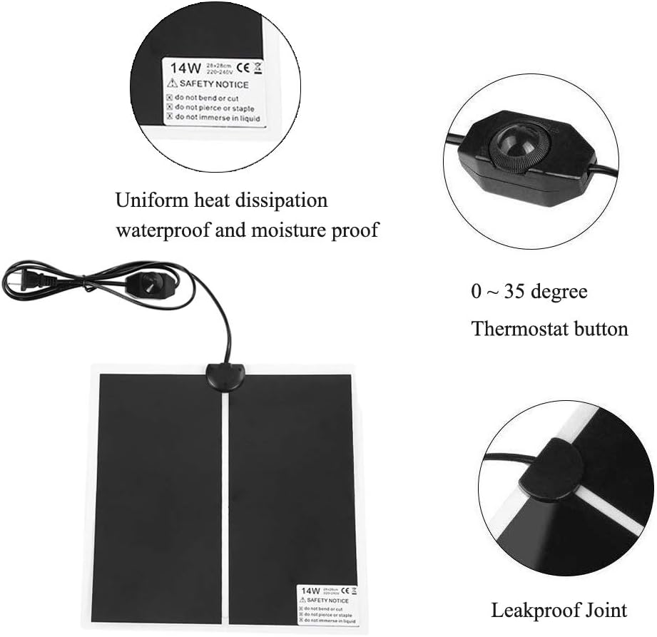 KABASI Reptile Heating Pad with Temperature Control - 14W-11x11 in - image 3