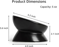 YINGFAN Elevated Cat Bowls, 5oz Ceramic Raised Cat Bowl for Cats/Kittens with Tilted Design, Porcelain Cats Feeding Dishes for Food/Water, Anti Vomit, Microwave & Dishwasher Safe (Black)