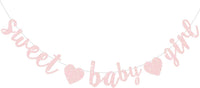 BEISHIDA Pre-Strung Glitter Champagne Girl Baby Banner Baby Shower - Light Pink