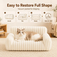 Cute Cat Couch For Pets - Fluffy Cat Beds With Premium Soft Corduroy Fleece, Fuzzy Cats Beds For Indoor Cats With Remova