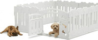 Dog Playpen with Divider & Washable Floor Pad - White / 8-Panel Extended Space / 24"H