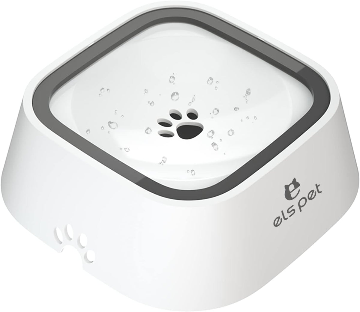ELS PET No Spill Dog Cat Bowl 35oz 1L Anti Slip Travel Water - 1L / White