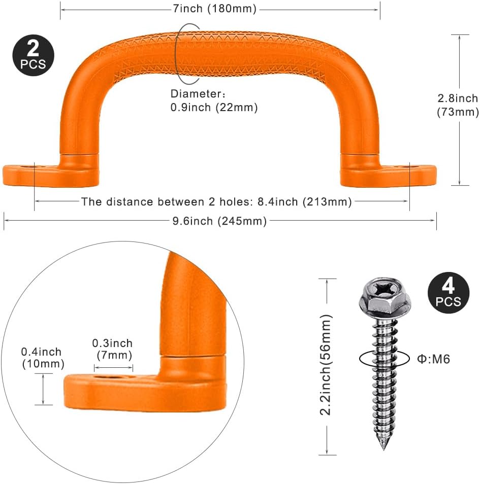 Dolibest Set of 4 Safety Playground Handles - Orange-2pcs - image 4
