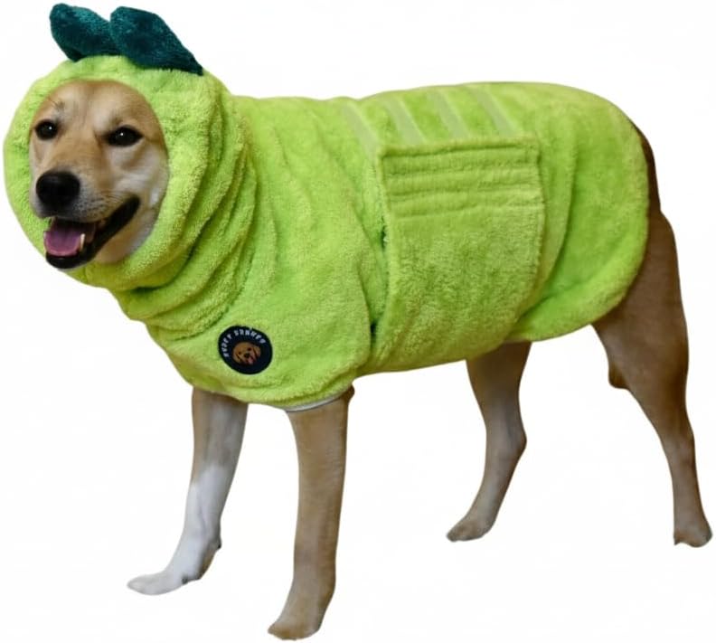 DERPYCHAPPY Dog Bathrobe for Small to Large Dogs, Microfiber – Essentials for Dogs - Lime / L