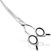 Curved Dog Grooming Scissors, Trimming Face and Paws. - Curved (Large Finger) / 6.5"