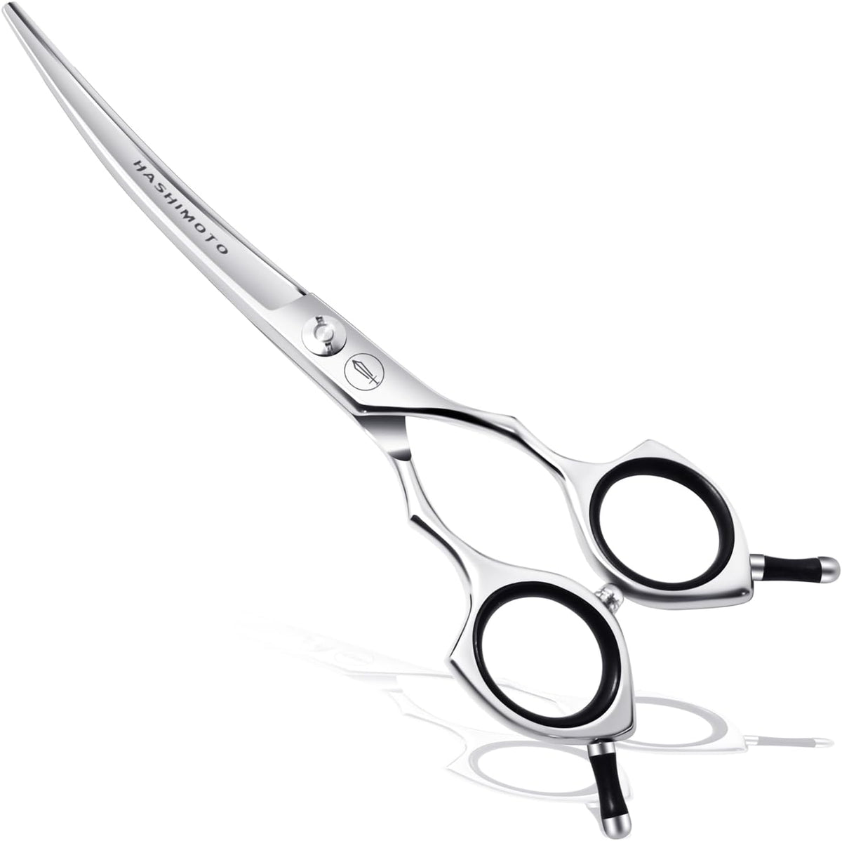 Curved Dog Grooming Scissors, Trimming Face and Paws. - Curved (Large Finger) / 6.5"