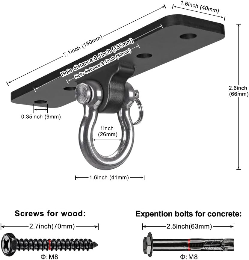 Dolibest Ceiling Mount Swing Hanger Heavy Duty Swing Set Hook - 4 Holes Ceiling Anchor-1 Pack - image 4