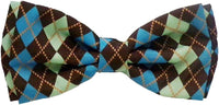 Huxley & Kent Pet Bow Tie for Dogs & Cats - Teal Argyle / Extra-Large