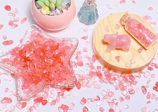 Fluorite Aquarium Gravel Rocks Natural Tumbled Healing Crystal Chips - Cherry Quartz / 1 Pound - image 3