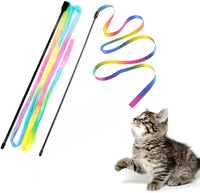 LASOCUHOO Interactive Cat Wand Toys Interactive Cat Teaser Wand - Rainbow