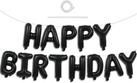 TONIFUL 16 Inch Black Happy Birthday Balloons Banner Decorations - Black