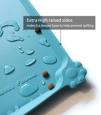Hoki Found -Waterproof Pet Feeding Mats with High Lips - 22"L x 14"W / Glacier - image 2