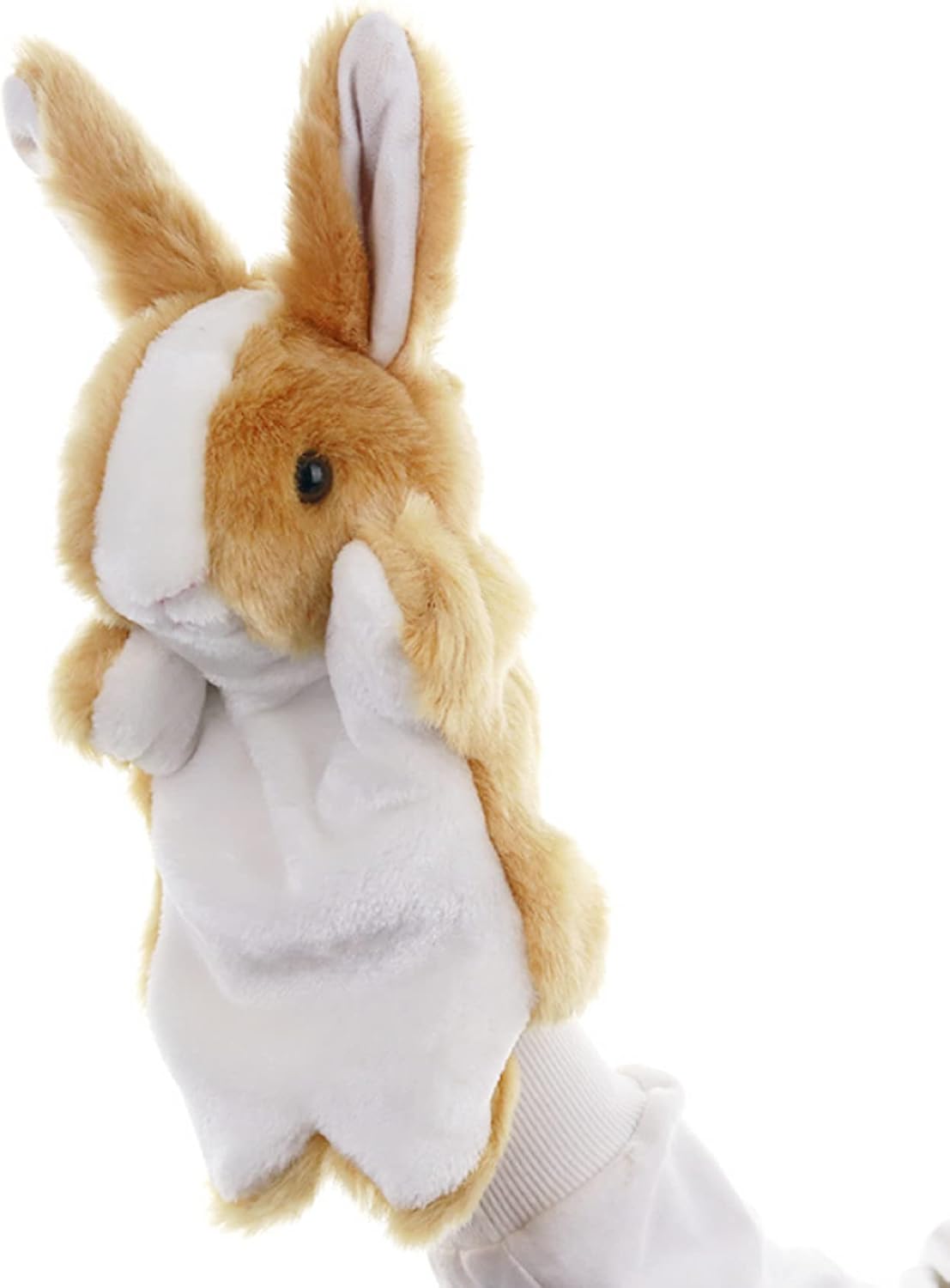 ZUXUCUVU 10 inch brown plush bunny rabbit hand puppet - view 3