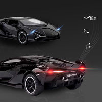 Lambo Toy Car Sian FKP3 Die-Cast Car Model with Lights and Sound Pull - Black - image 2