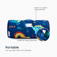 Wake In Cloud, Toddler Nap Mat with Pillow and Blanket - Extra Long - 60"x20" / Navy - image 3