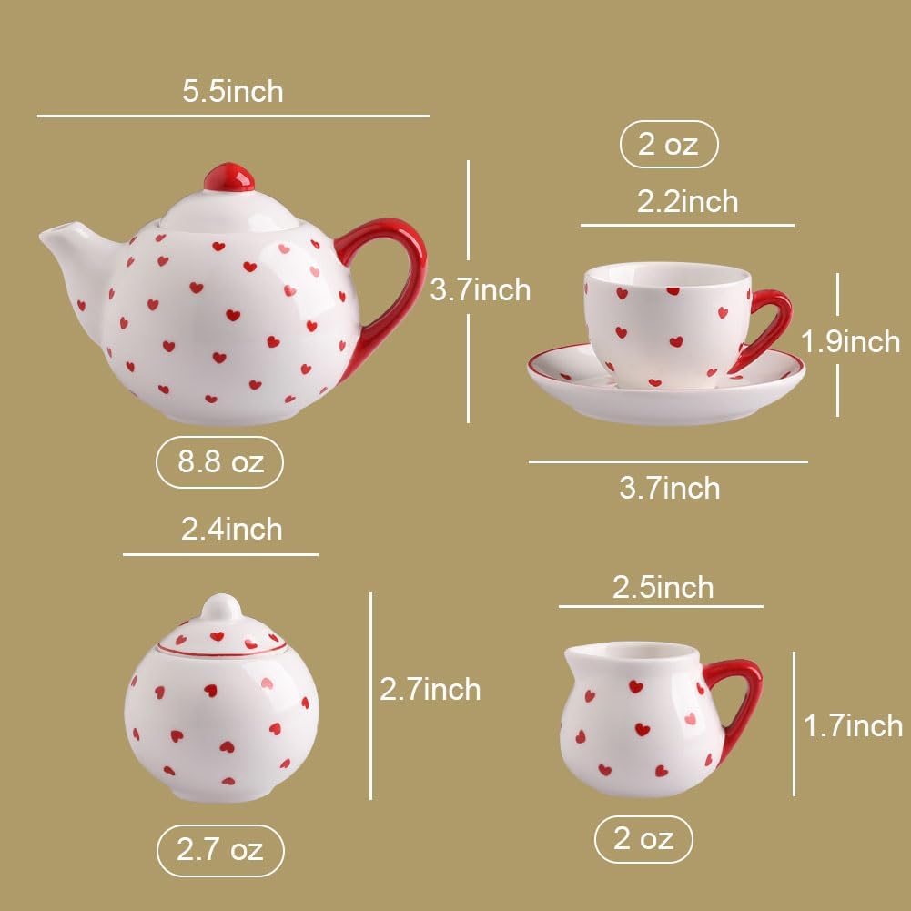 Sweejar porcelain tea set for little girls in pumpkin shape with teapot, cups and saucers - view 28