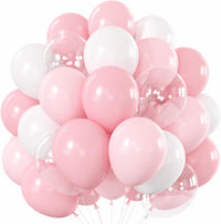 Pastel Balloons Whimsical Christmas Rainbow Colorful Birthday Balloon – Fun for Kids & Family - Pink White