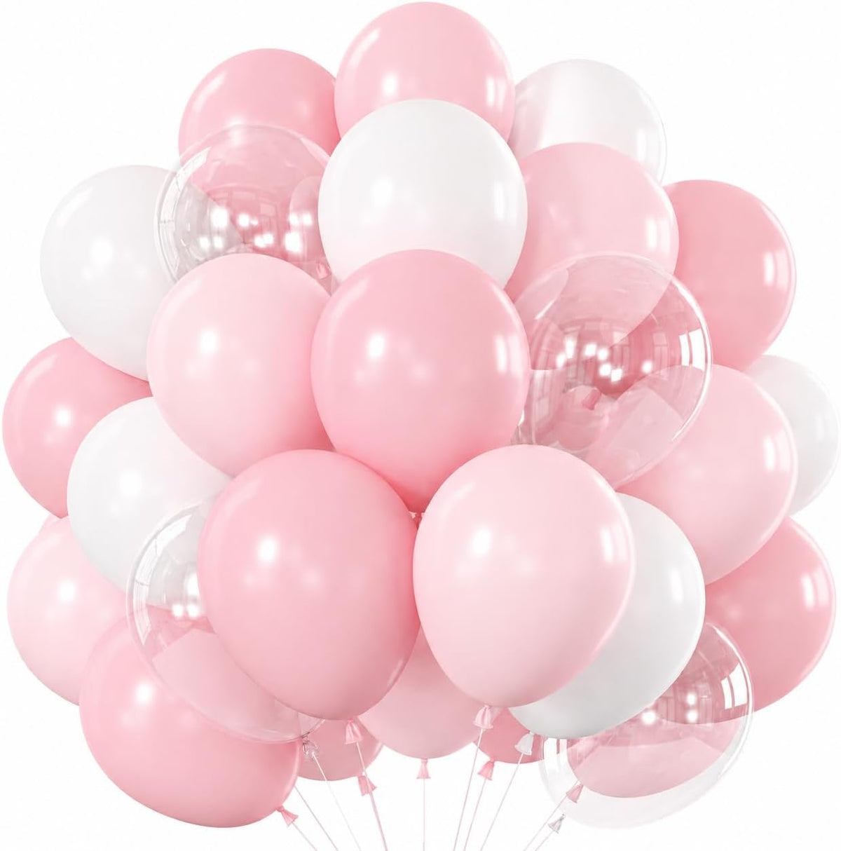 Pastel Balloons Whimsical Christmas Rainbow Colorful Birthday Balloon – Fun for Kids & Family - Pink White