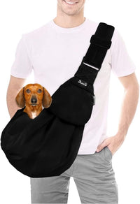 SlowTon Dog Carrier Sling - C-Black Water-Resistant / For Pets 12-16lbs