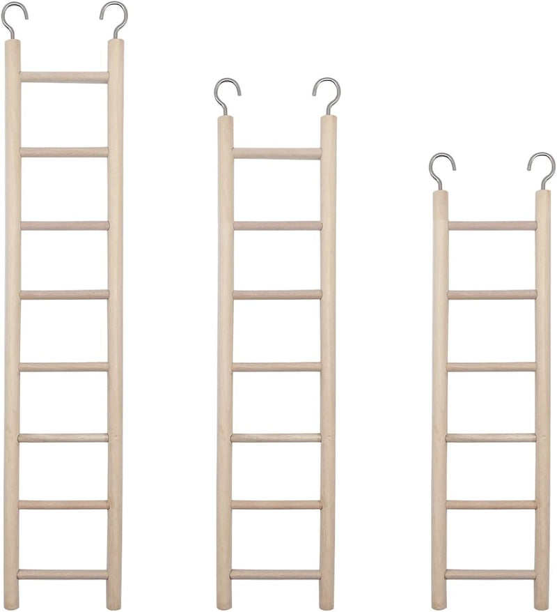 3pcs Natural Wooden Bird Ladder Birdie Basics Perch for Cage Parrots