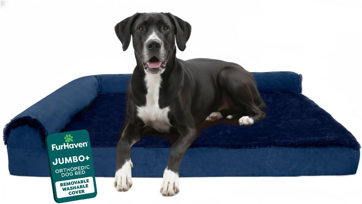 Furhaven Orthopedic Dog Bed for Large Dogs w/ Removable Bolsters - Jumbo Plus / Deep Sapphire