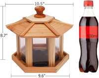 Solution4Patio Bird Feeder for Outdoors - USA Cedar Hexagon Gazebo Bird Feeders with Vented Mesh Tray, Easy-Clean & Fill Design 9.6" Dia. X 8.7" H 3.2-lb Capacity