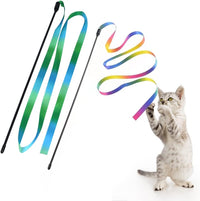 LASOCUHOO Interactive Cat Wand Toys Interactive Cat Teaser Wand - Greenrainbow