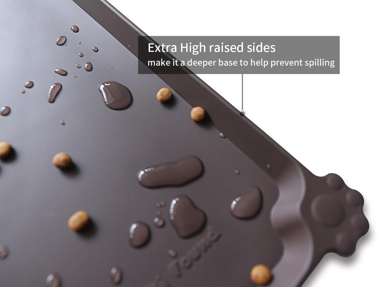 Hoki Found -Waterproof Pet Feeding Mats with High Lips - 19"L x 12"W / Dark Oak - image 2