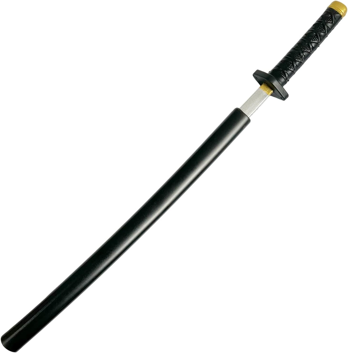 QUEQUAQUI set of two 26.5 inch foam samurai swords with detailed handles and metallic-look blades - view 3