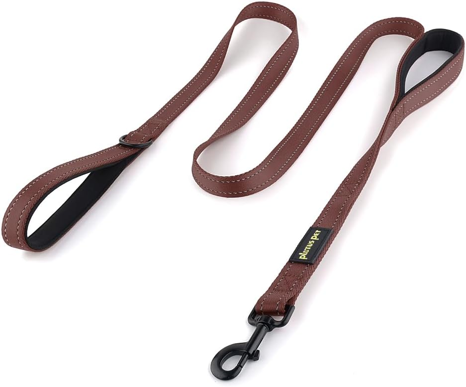 Plutus Pet Double Handle Dog Leash, for Medium Large Dogs - 5 FT / Chocolate