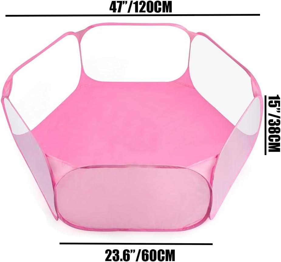 Small Animals Tent, Breathable Transparent Pet Playpen Pop Open Outdoor/Indoor Exercise Fence - Pink+pink / Backpack+Playpen - image 3