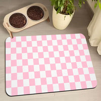 Dog Food Mats for Floors Waterproof - Plaid Pink / 32"L x 24"W