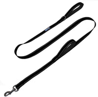 Max and Neo Double Handle Traffic Dog Leash, Reflective - 6 FT / Black