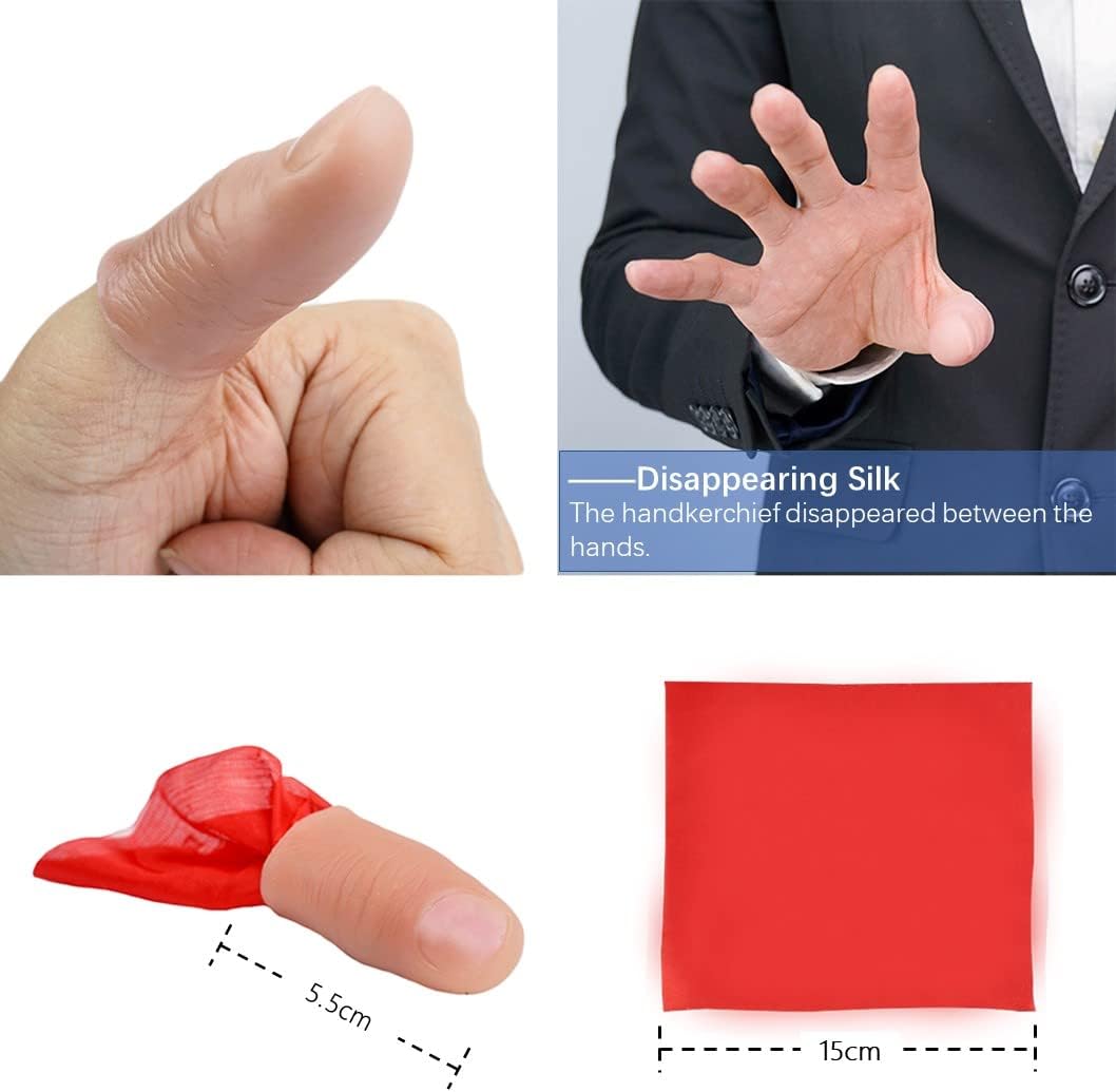 Neliky magic tricks kit with bite coin, color change silk, fake thumb, ring chains and rotating nut - view 5