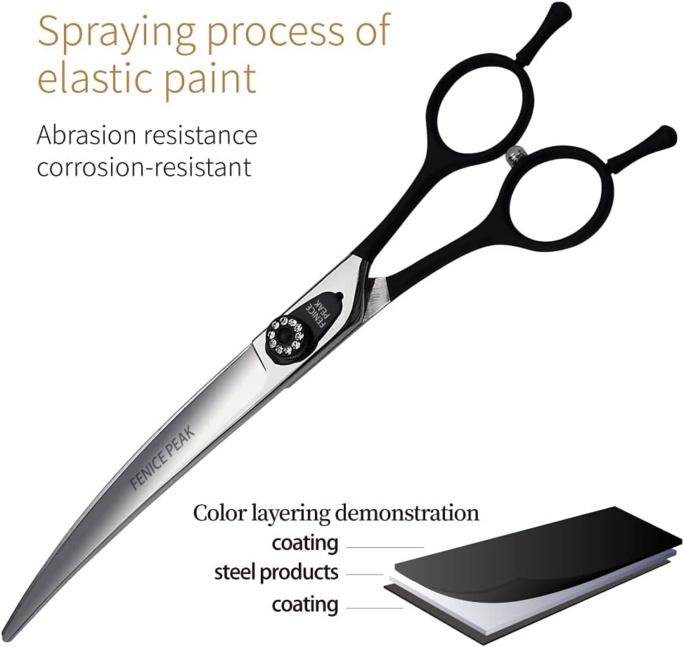 7.0'' Professional Dog Grooming Scissors Set with Black Non-Slip - Curved Shear / 7.5'' - image 4