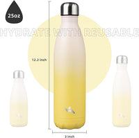 Insulated Water Bottles,25 oz Double Wall Stainless Steel Vacumm Metal Flask for Sports Travel,Lemon