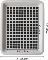 Guinea Pig Litter Tray Pan with Grate for Cage - Small Animal Potty Trainer - Rattie, Chinchilla, and Pet Litter Box - Easy-Clean, Space-Saving Design - 9.8x7.6x1.18 in