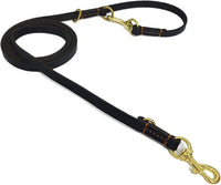 LWBMG Multi Function Leather Dog Leash 8ft Genuine Leather Leash - 8ft x 5/8inch / Black