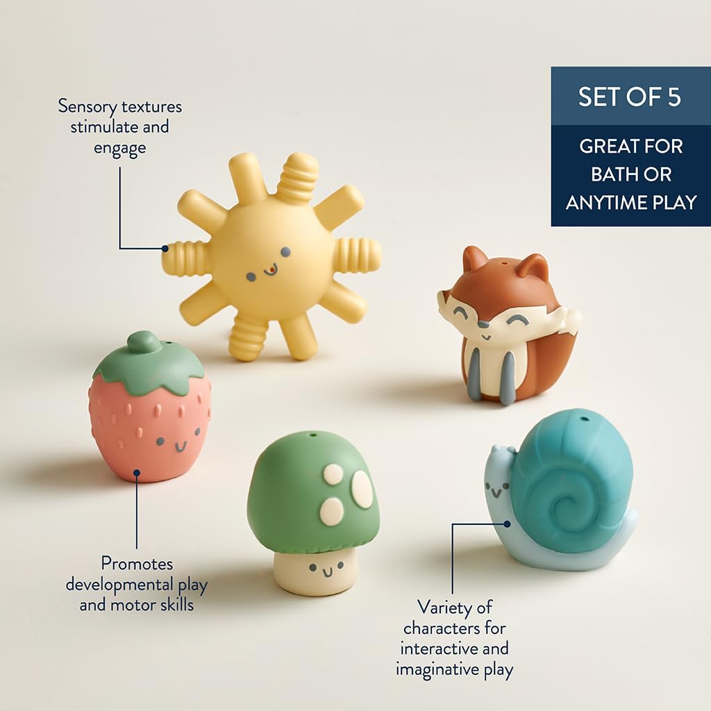 Itzy Ritzy 5-piece finger puppet bath toy set with fox, snail, sun and more - view 4